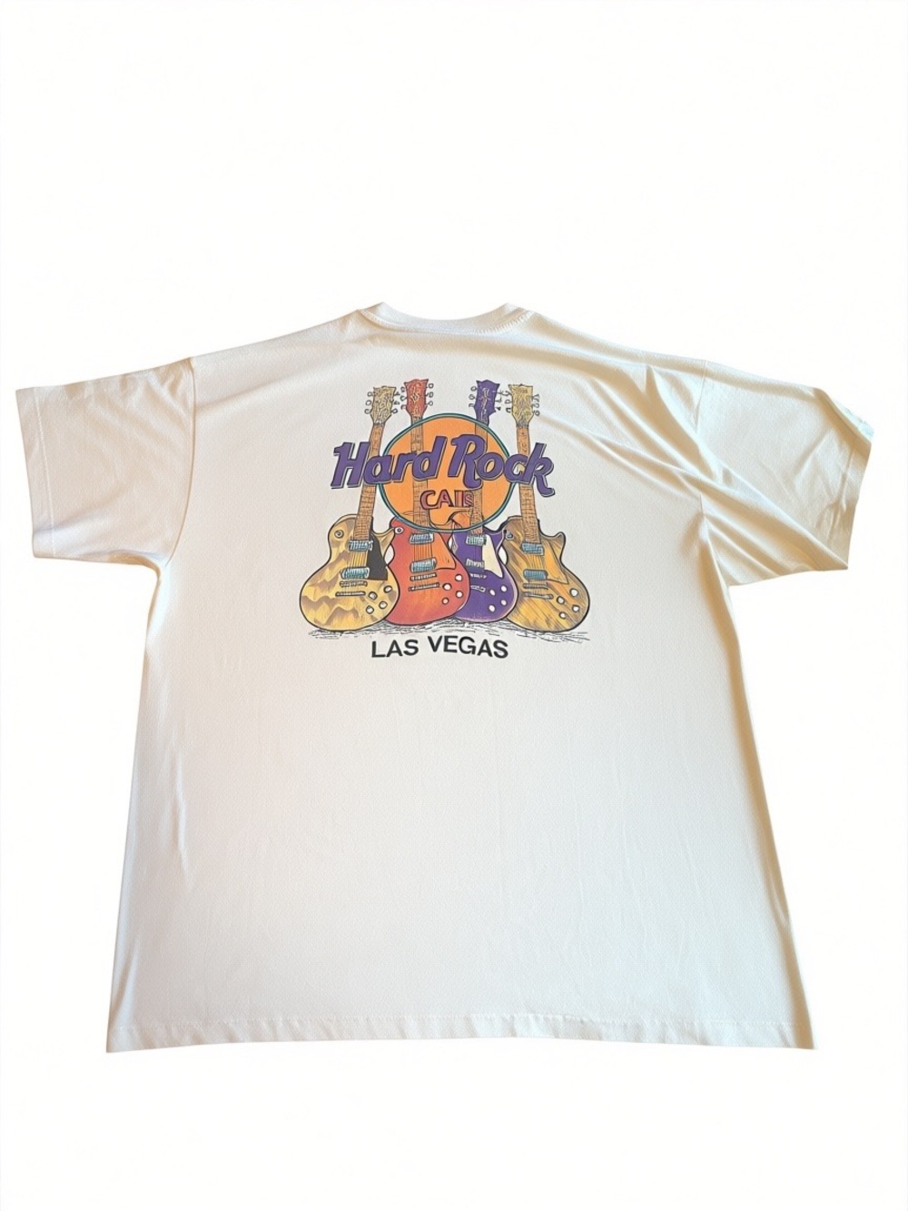 Hard Rock Cafe Vintage 70s White Tee with Guitar Graphic
